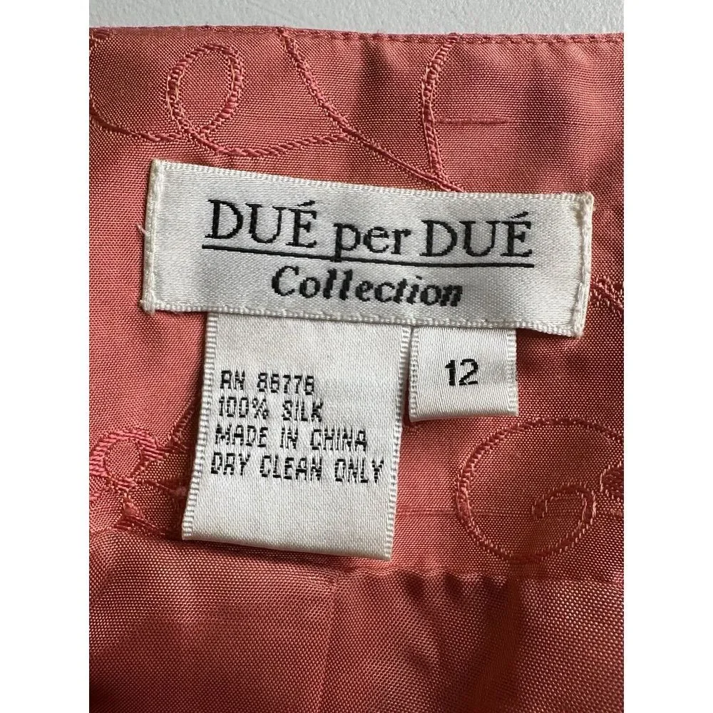 Due Per Due 100% Silk Jacket Womens Sz‎ 12 Tang Floral Embroidered Lightweight